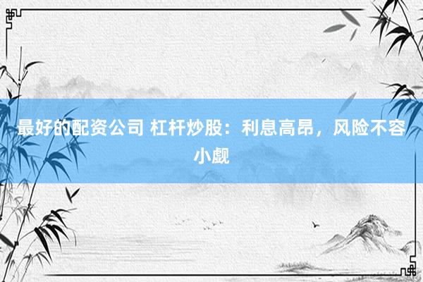 最好的配资公司 杠杆炒股：利息高昂，风险不容小觑