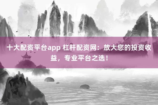 十大配资平台app 杠杆配资网：放大您的投资收益，专业平台之选！