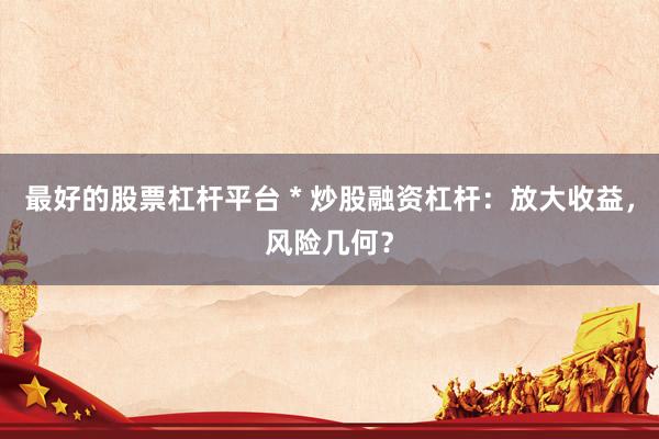 最好的股票杠杆平台 * 炒股融资杠杆：放大收益，风险几何？