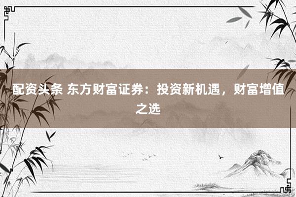 配资头条 东方财富证券：投资新机遇，财富增值之选