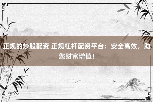 正规的炒股配资 正规杠杆配资平台：安全高效，助您财富增值！