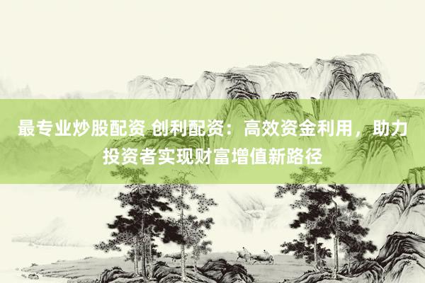 最专业炒股配资 创利配资：高效资金利用，助力投资者实现财富增值新路径