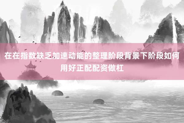 在在指数缺乏加速动能的整理阶段背景下阶段如何用好正配配资做杠