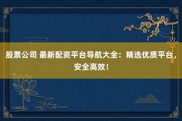 股票公司 最新配资平台导航大全：精选优质平台，安全高效！