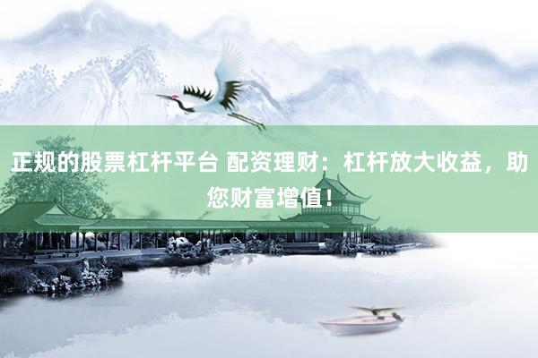 正规的股票杠杆平台 配资理财：杠杆放大收益，助您财富增值！