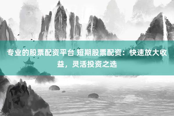专业的股票配资平台 短期股票配资：快速放大收益，灵活投资之选