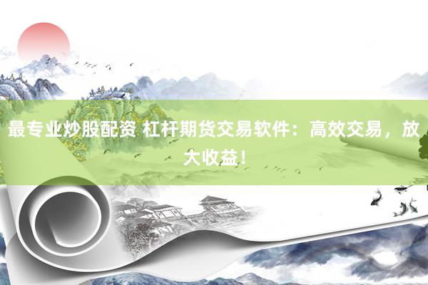最专业炒股配资 杠杆期货交易软件：高效交易，放大收益！